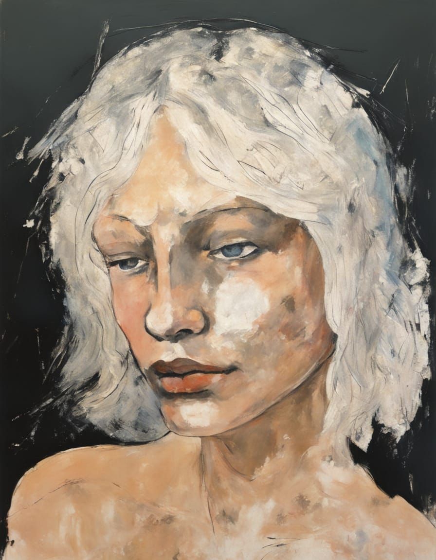 Emotive Portrait of a Young Woman in Expressionist Style
