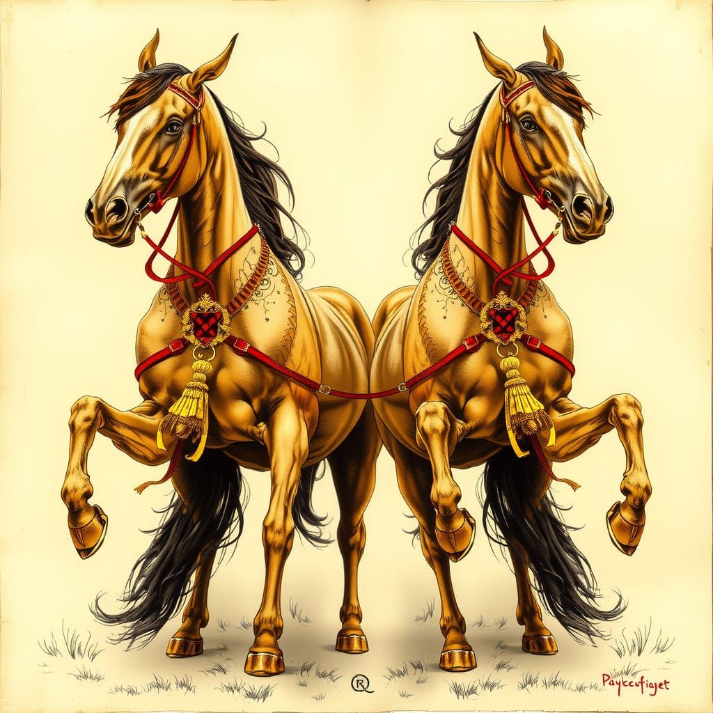 Horses in the Style of Paulo Uccello