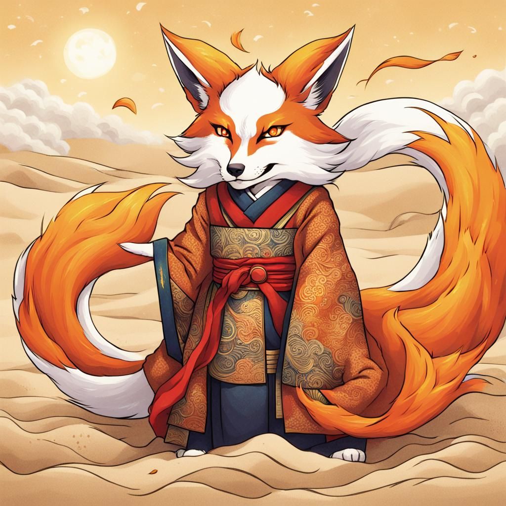 Fiery Kitsune: Sand and Fire Powers Unleashed