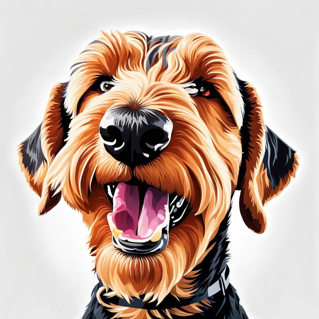 Happy Airedale Terrier Portrait in Hyper-Realism