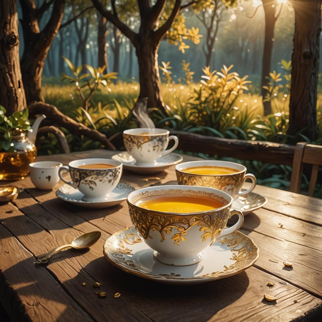 Dreamlike Porcelain Cup with Tiny Island, Oil Painting