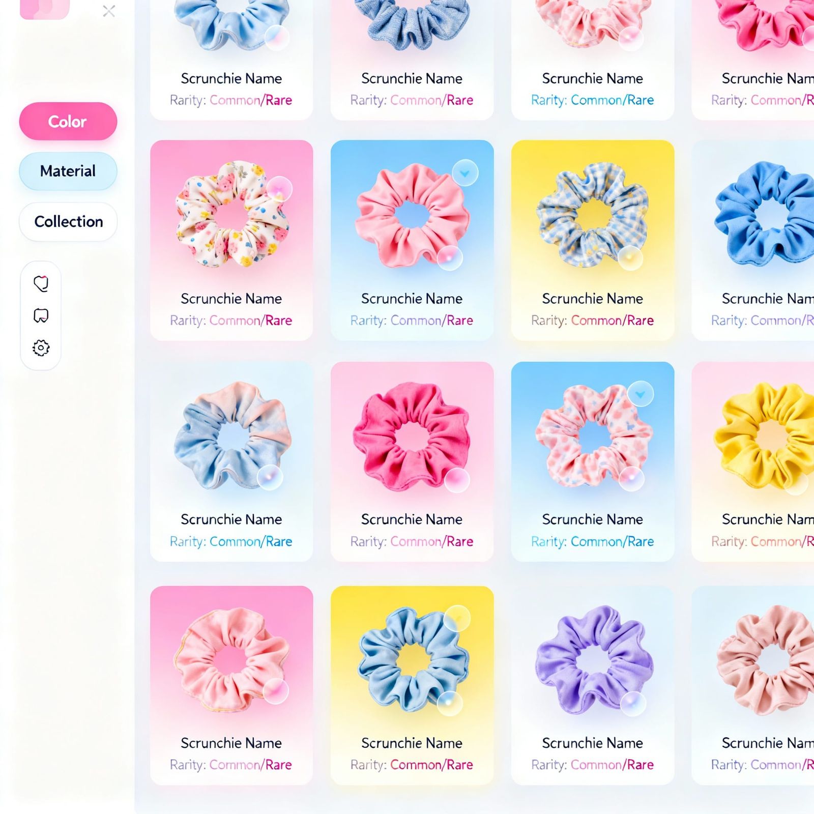 Modern Scrunchie Collection Management UI Design
