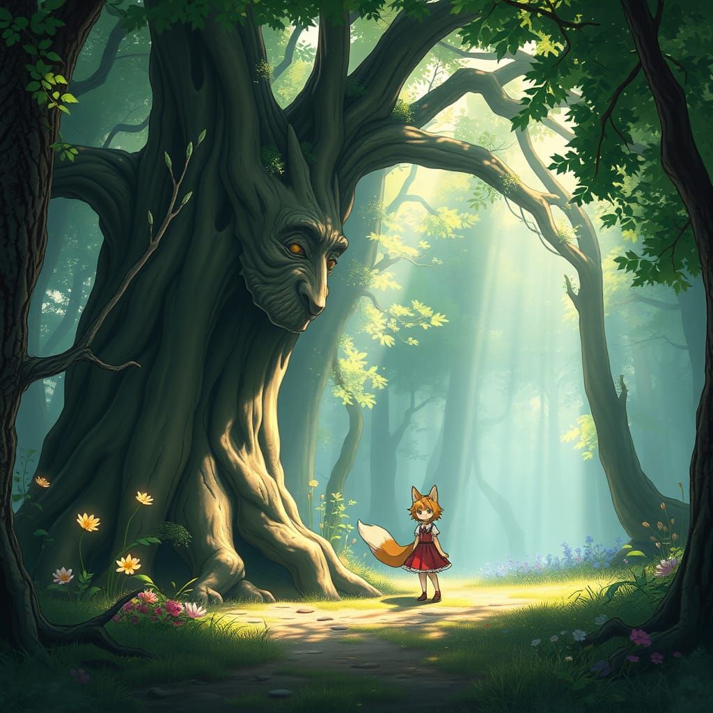 Ancient Wisdom in a Whimsical Forest Glade