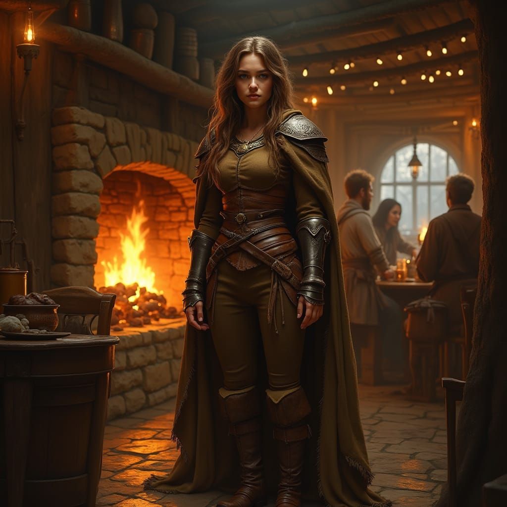 Cozy Tavern Scene in Earthy Realism Style