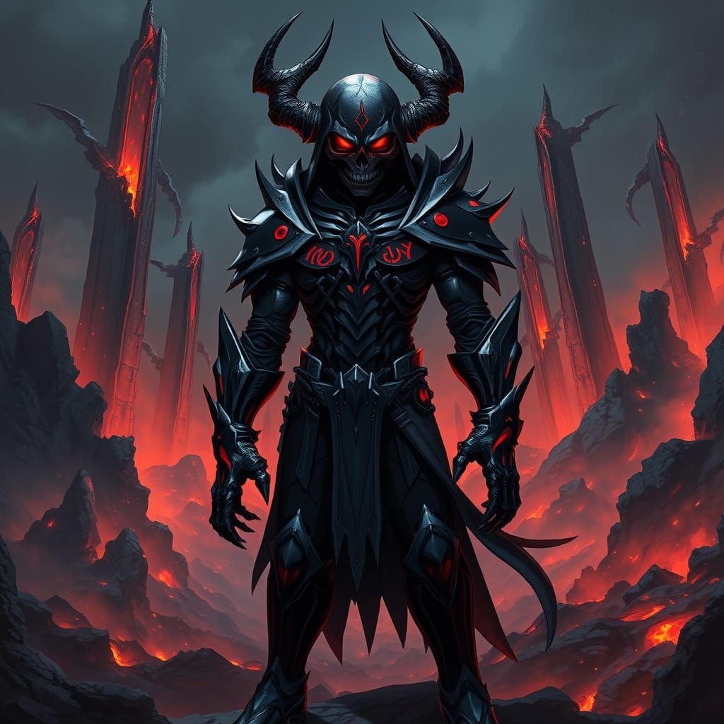 Dark Fantasy Grim Reaper in Anime-Style Armor