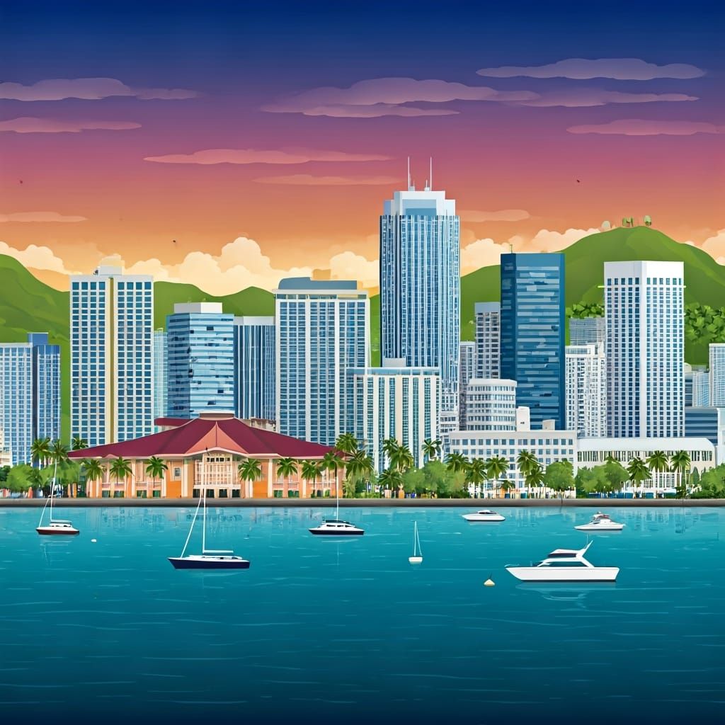 The skyline of Suva, the capital of Fiji.