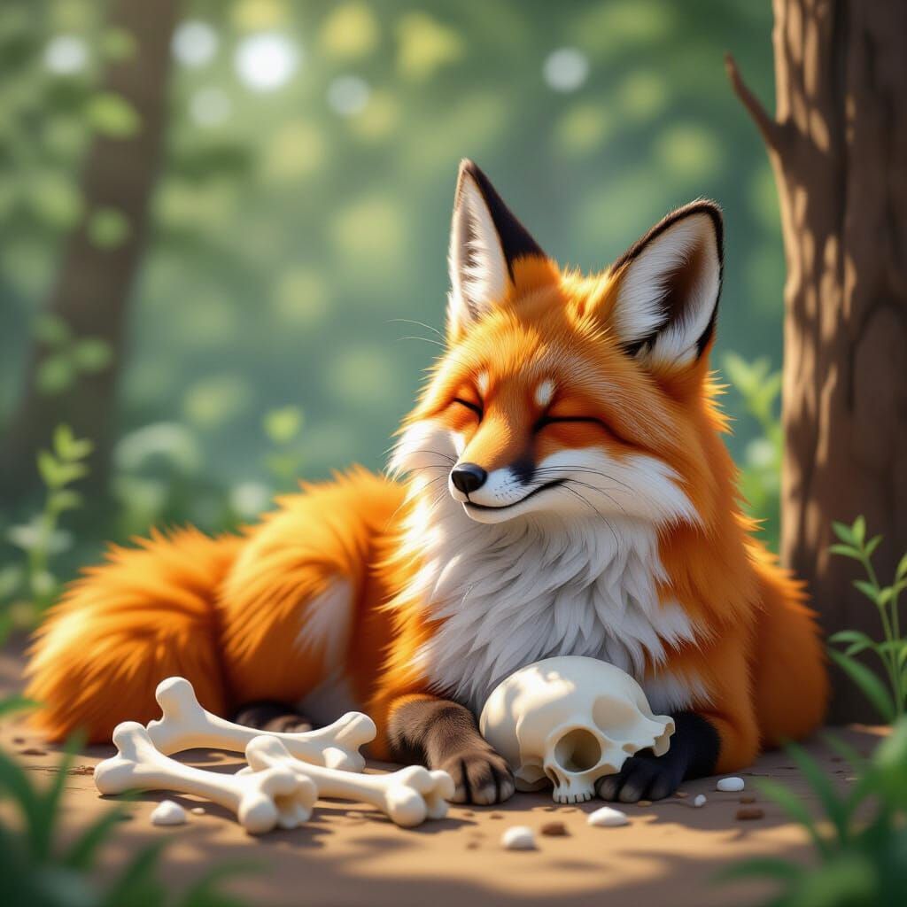 Fox Resting: Detailed 3D Anime Art