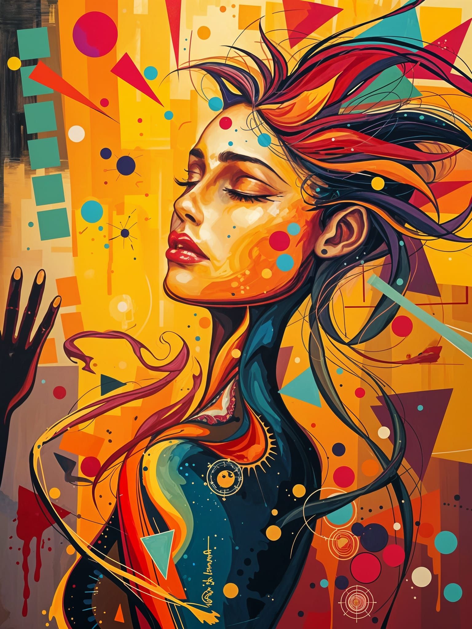 Vibrant Emotional Portrait in Expressive Brushstrokes