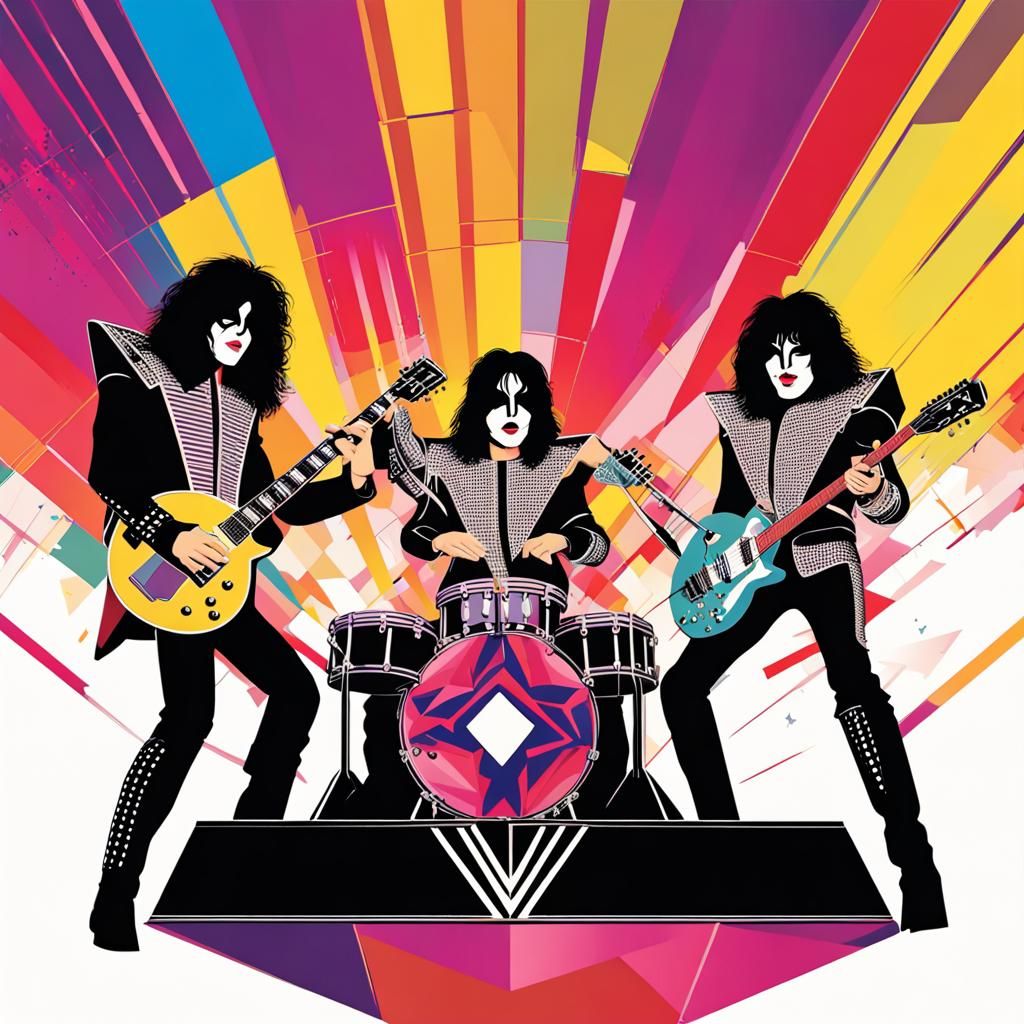 KISS Concert in Pop Art Screen Print Style