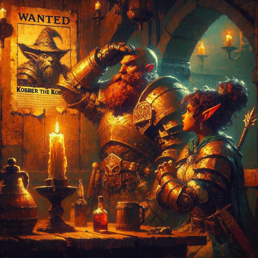 Medieval Tavern Scene in Vibrant, Impasto Style