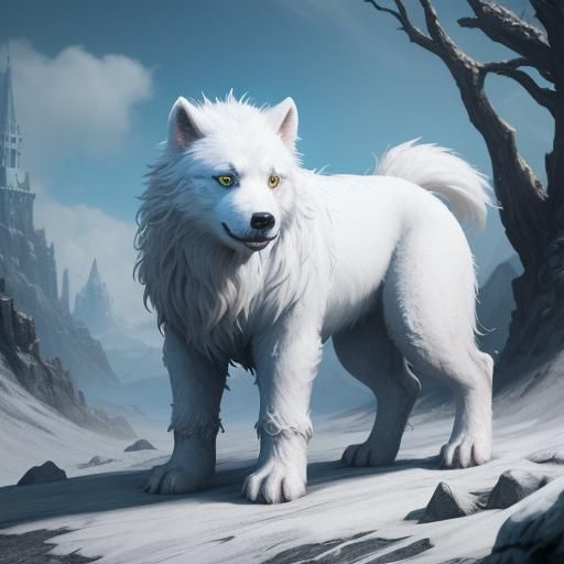 White Dire Wolf Pup Fantasy Concept Art