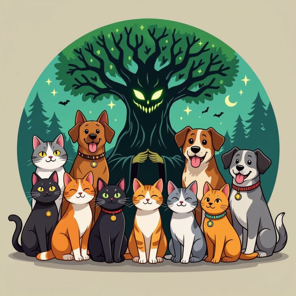 Enchanted Forest: Cats, Dogs, and the Necromancer Tree