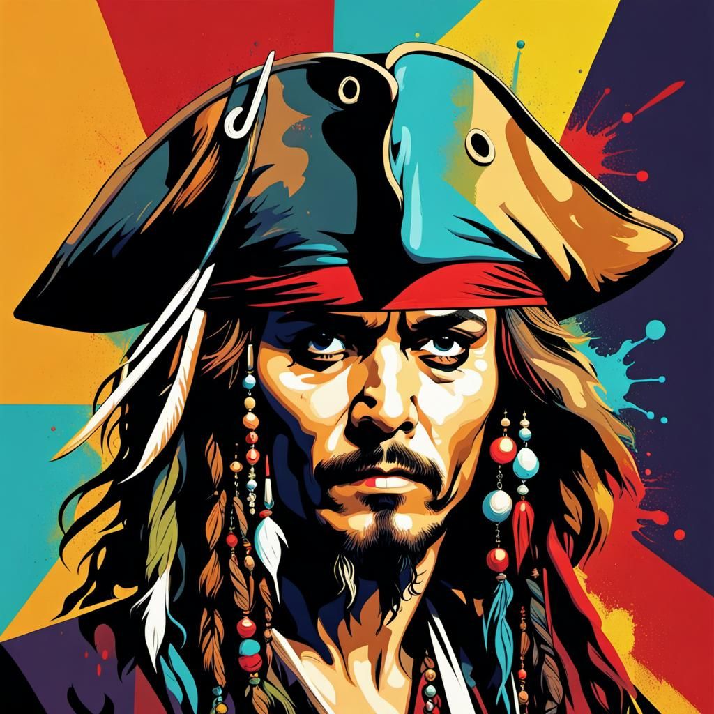 Jack Sparrow Pop Art Screen Print in 8K