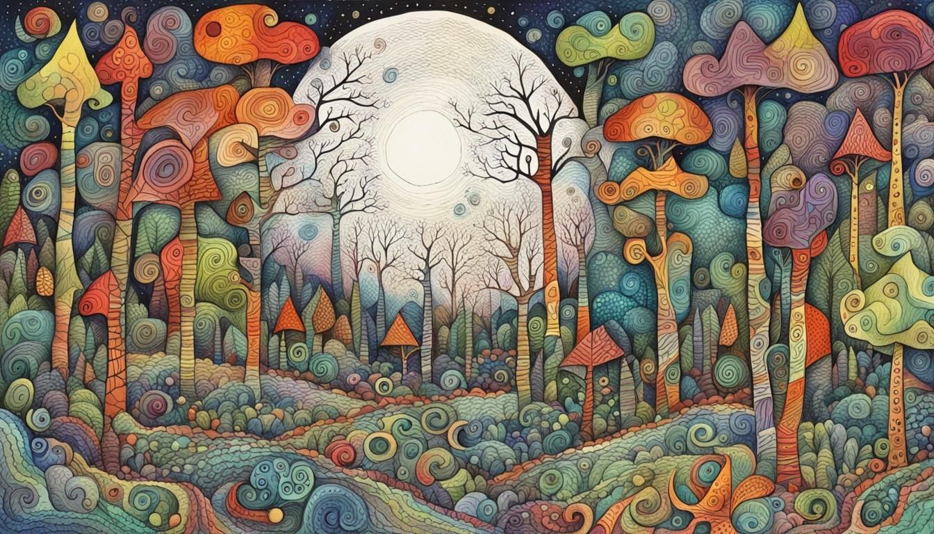Happy Ent Travels Through Moonlit Forest