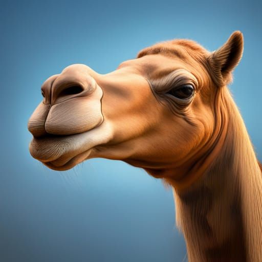 Hyperrealistic Two-Hump Camel in Splash Art Style