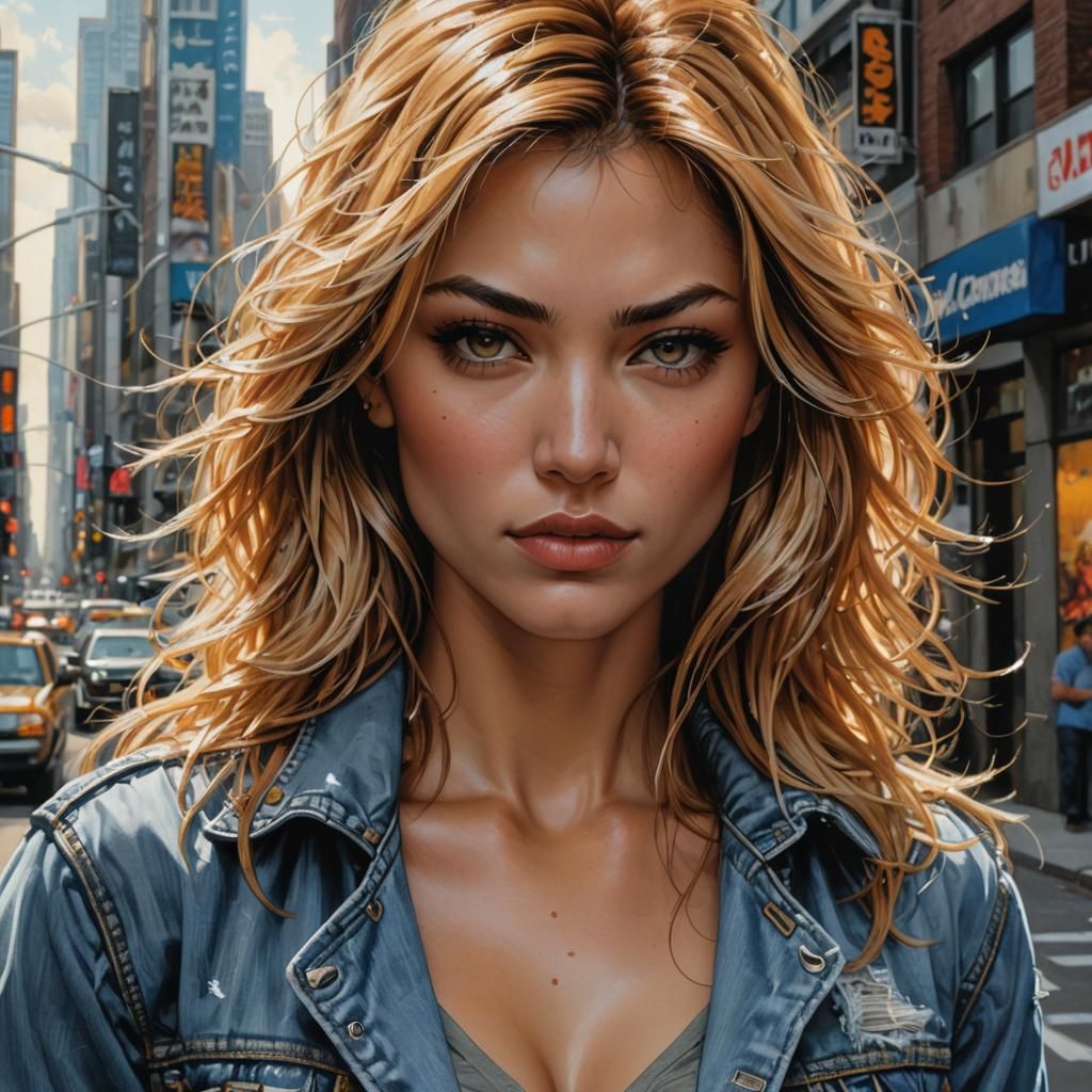 Detailed Portrait of a Woman in Comic Book Style