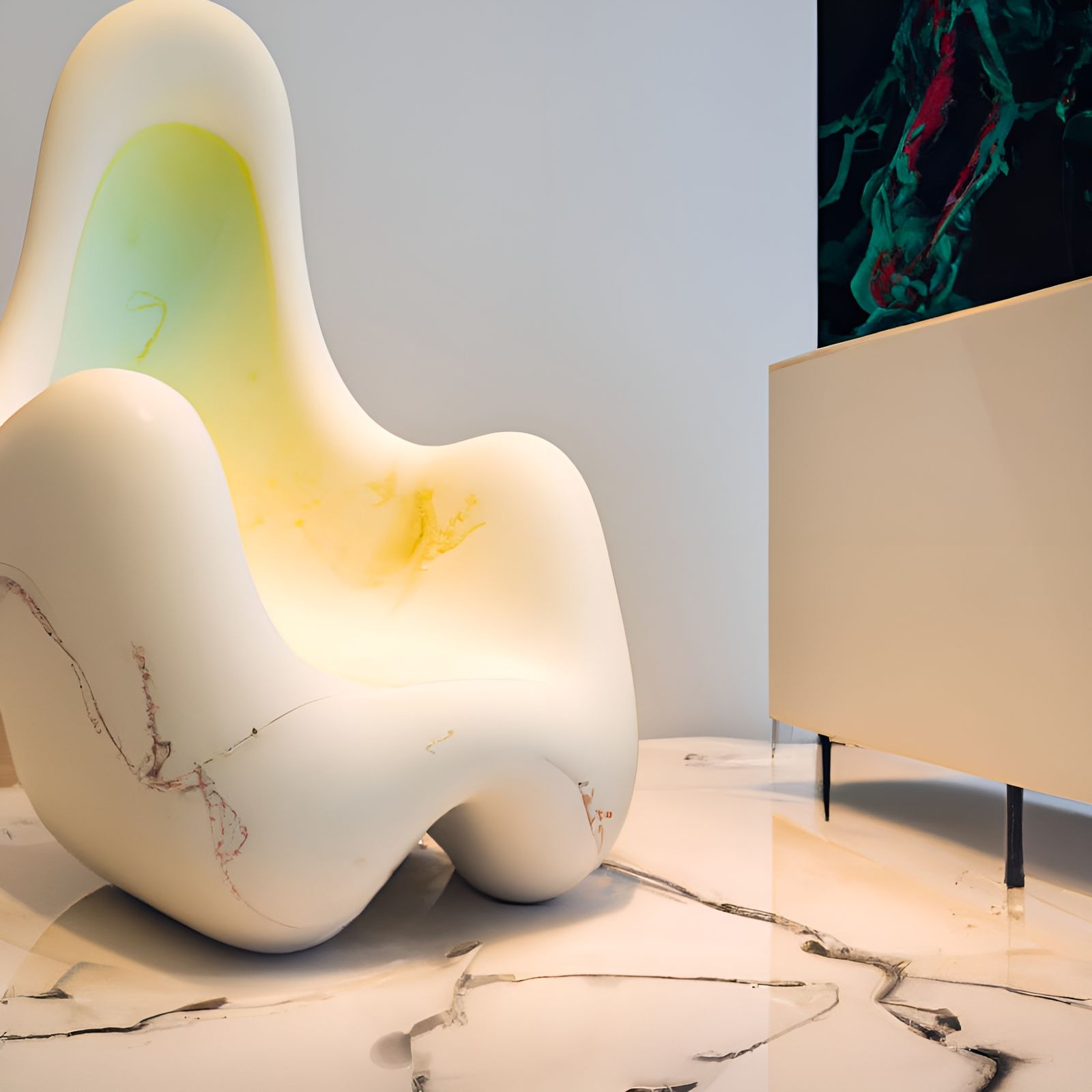 Futuristic Marble Chair in Biomorph Design