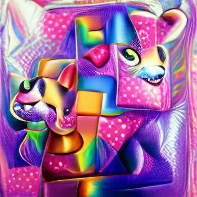 Lisa Frank Cubist Art Composition