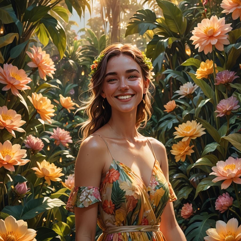 Australian Girl in Exotic Fantasy Garden