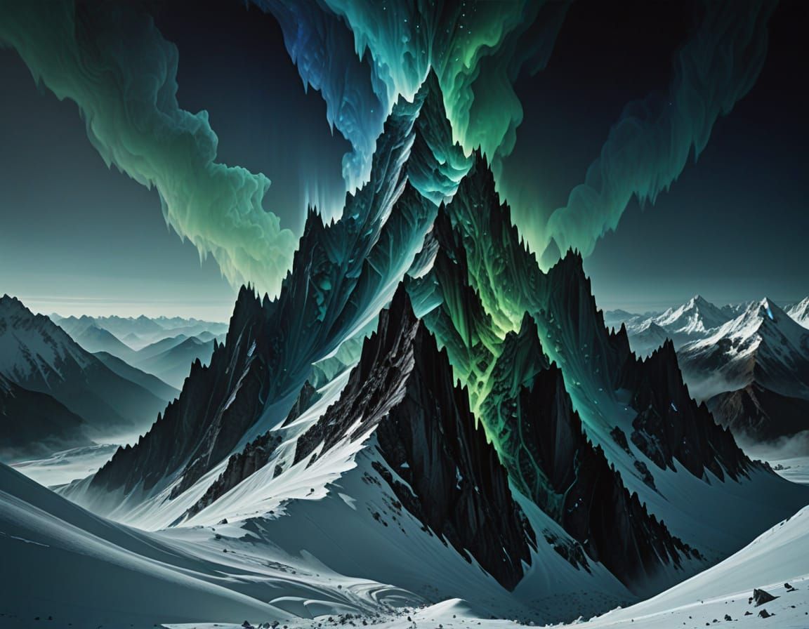 Ethereal Black Spire Ascends in Majestic Dark Fantasy Landsc...