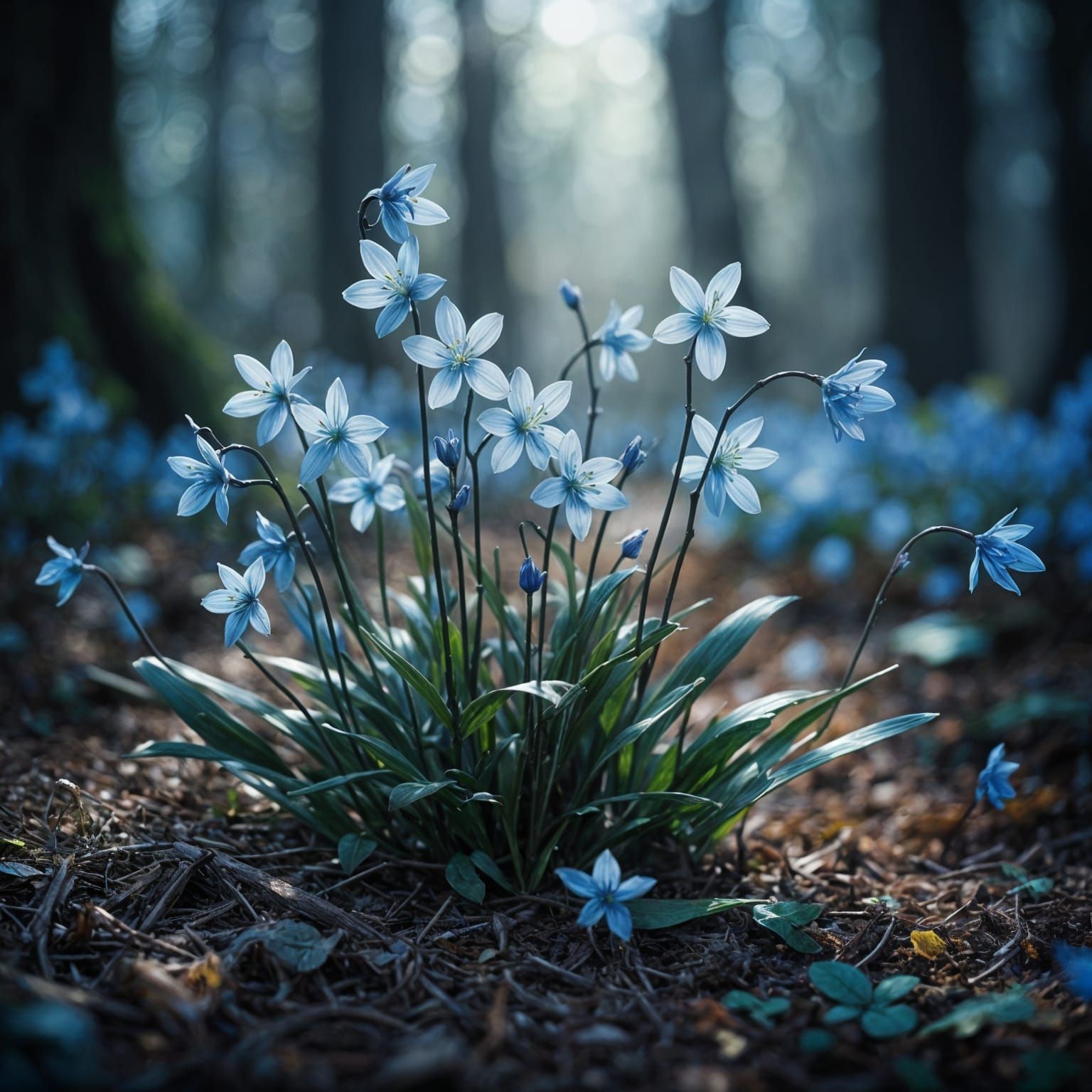 Vibrant Spring Wildflower in Forest Undergrowth