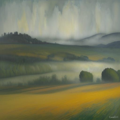 Surreal Schilfgras Scene in Neo-Impressionist Style