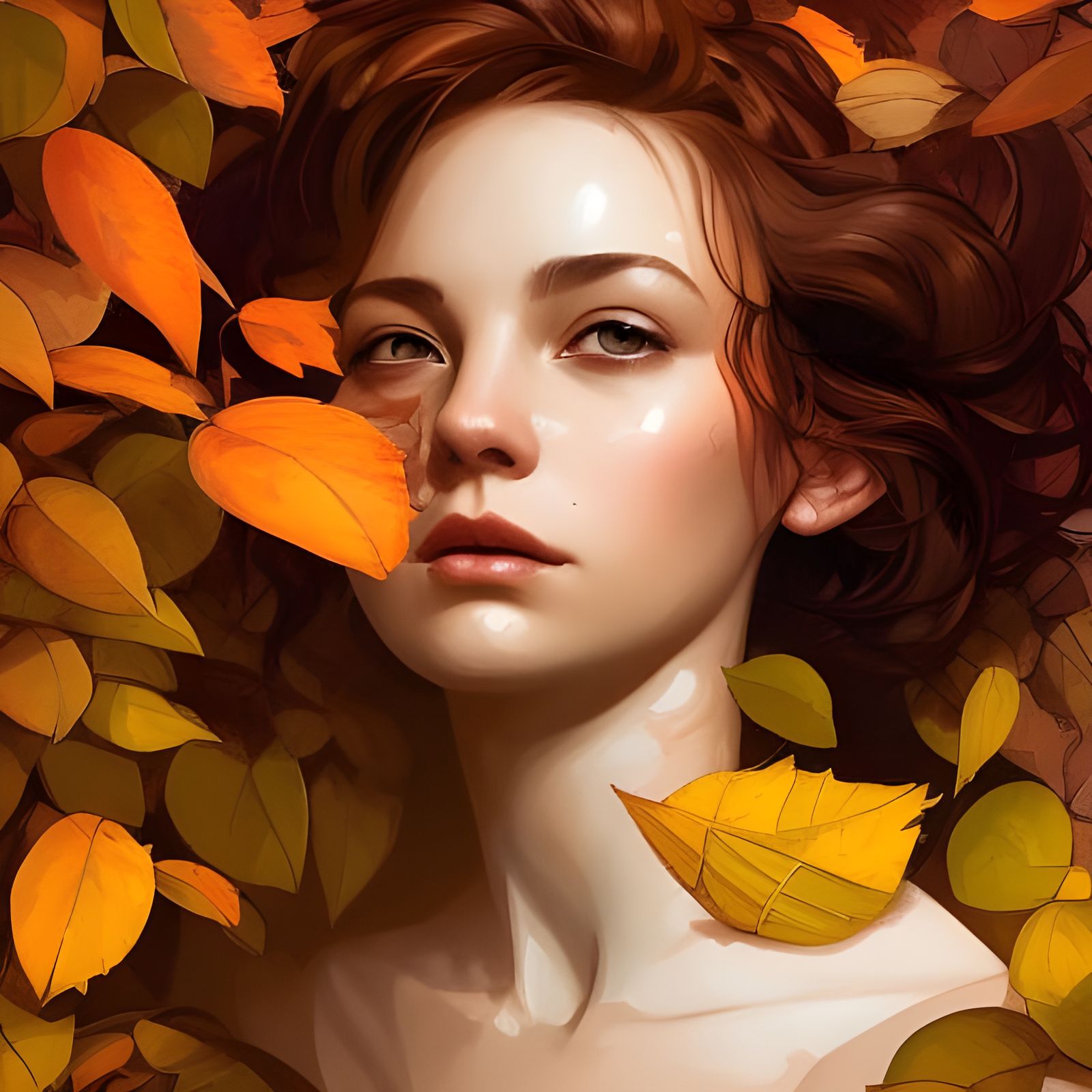 Autumn Woman Portrait in Hyperdetailed Digital Art