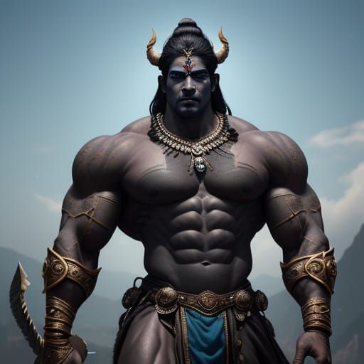 Mighty Warrior Embodied in Hindu Deity Style
