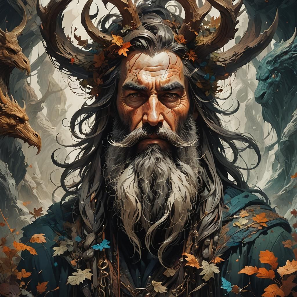 by Andreas Lie, by Bojan Jevtic and Ashley Wood, || A man with long Beards, inside the beardđ§ââïž a fantasy world of My...