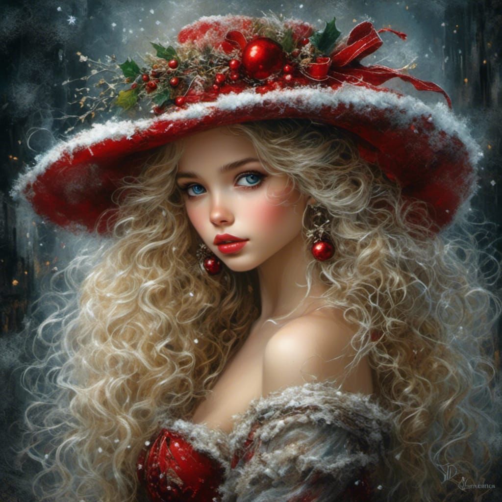 Holiday Woman in Chalk Art Style