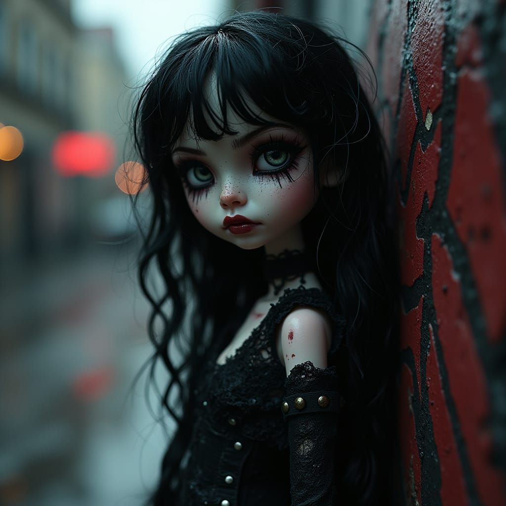 Gothic Punk Doll in Dark Urban Art Style