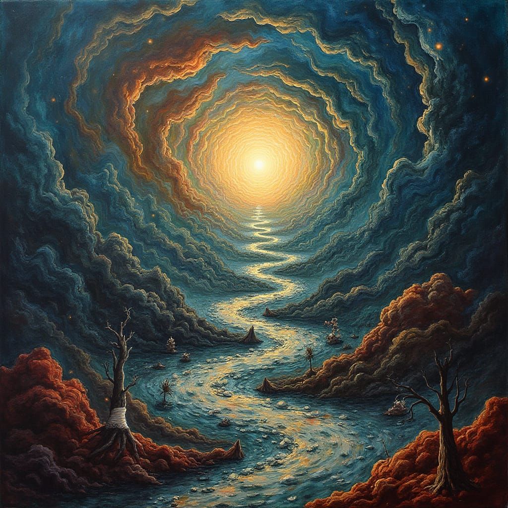 Abstract Belief Vortex in Surrealist Style