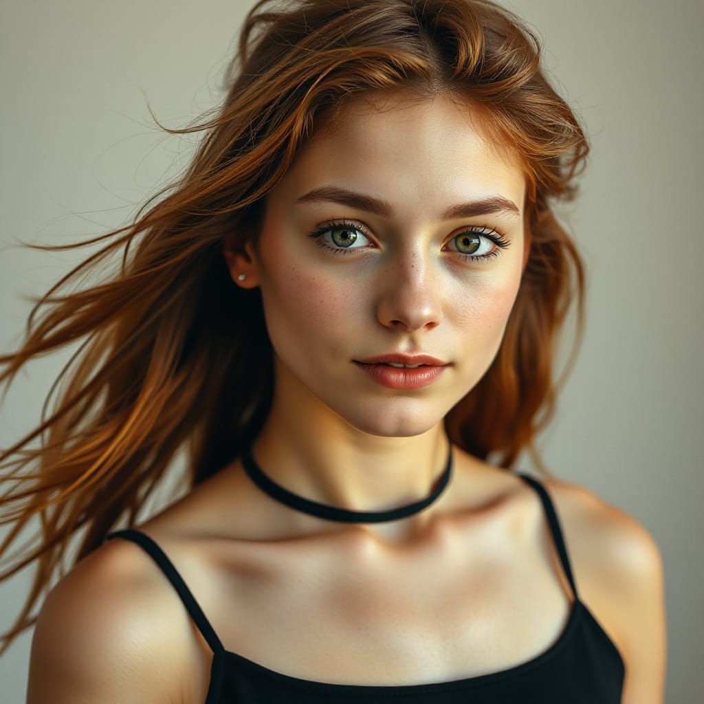 Photorealistic Portrait of a Woman with Auburn Hair