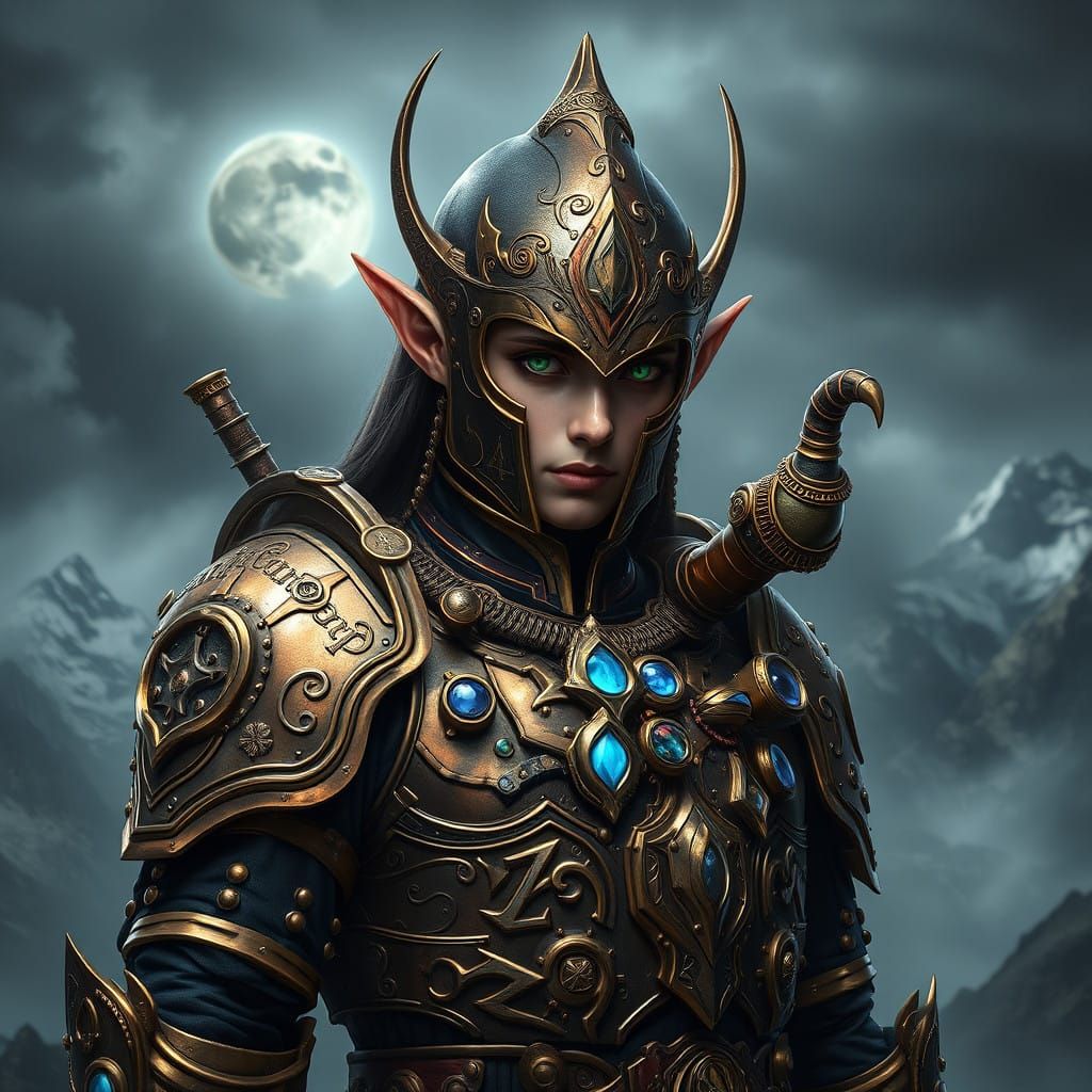 Regal Steampunk Elf Warrior at Moria's Gates