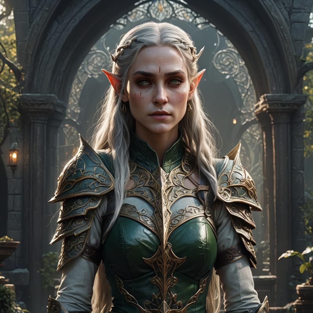 Female Elf Villain in Fantasy Ambiance
