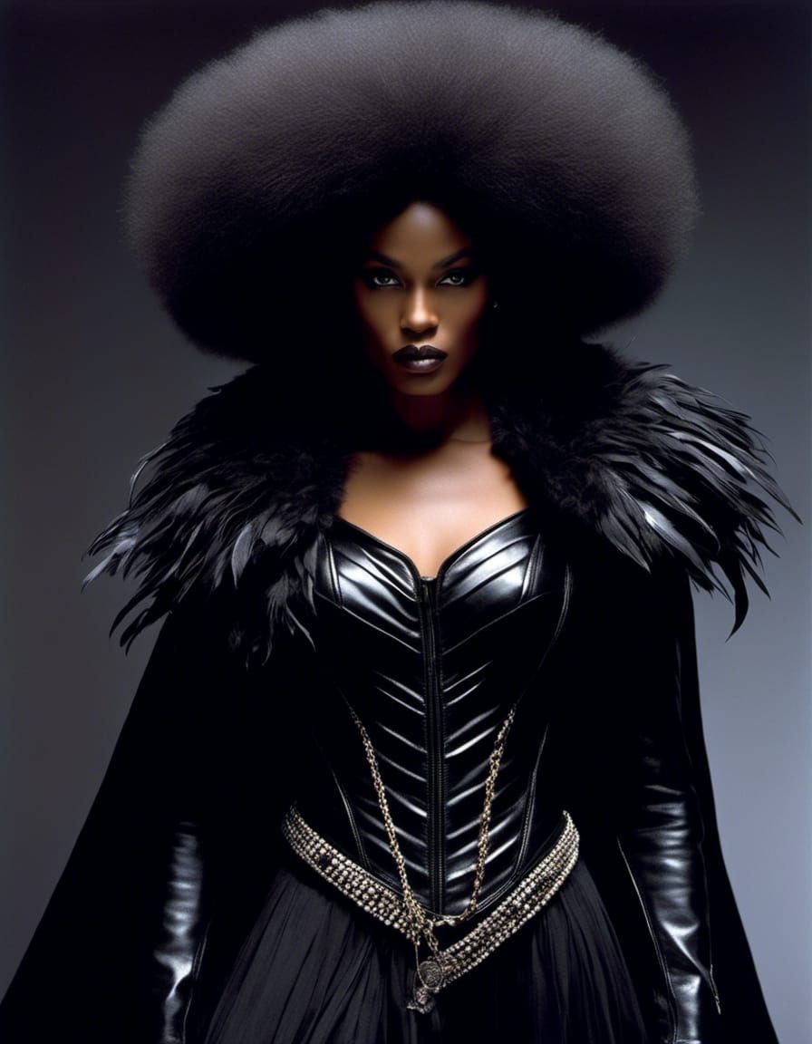 Powerful Amazon Sorceress in Macabre Pre-Raphaelite Style