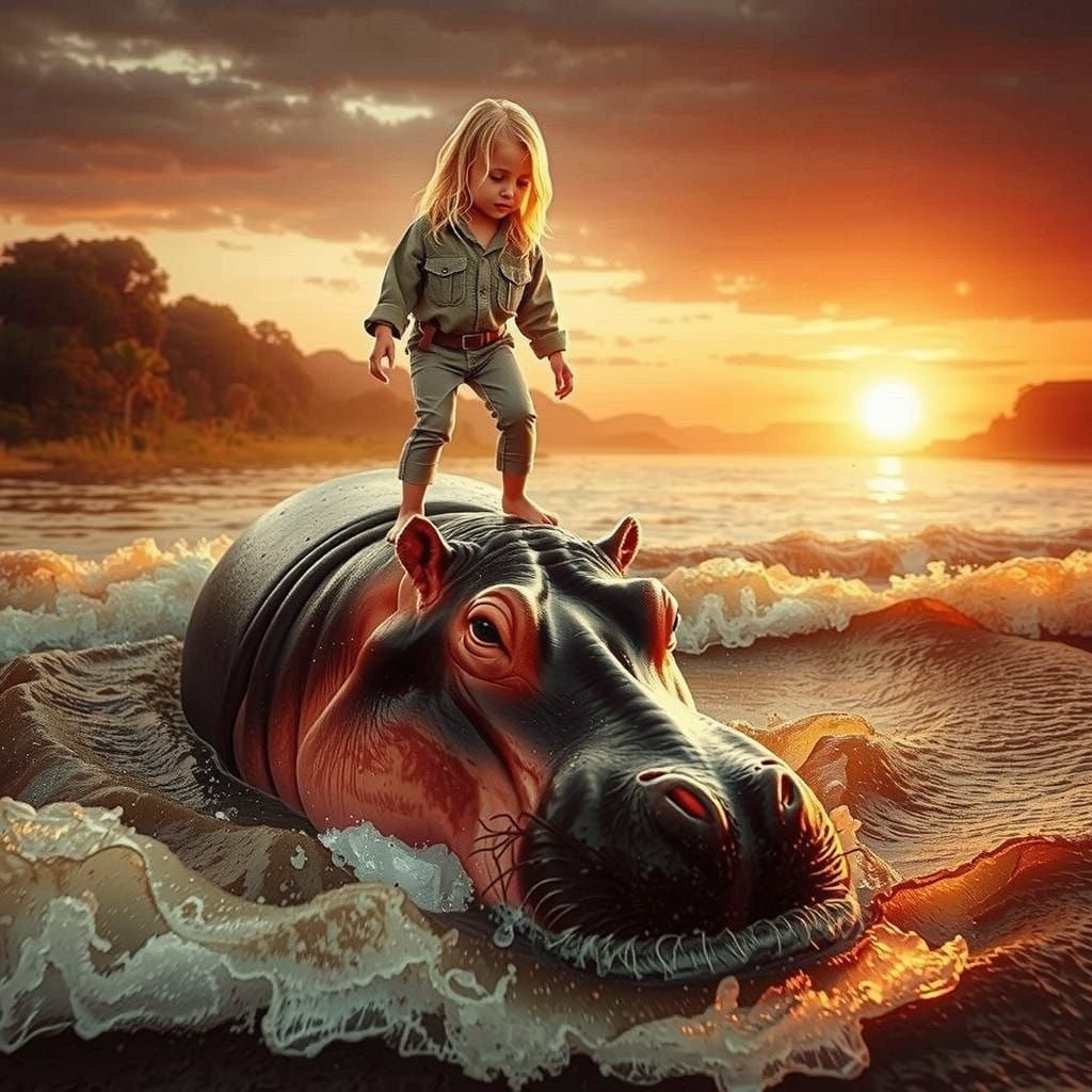 Hipposurf on the Zambezi river