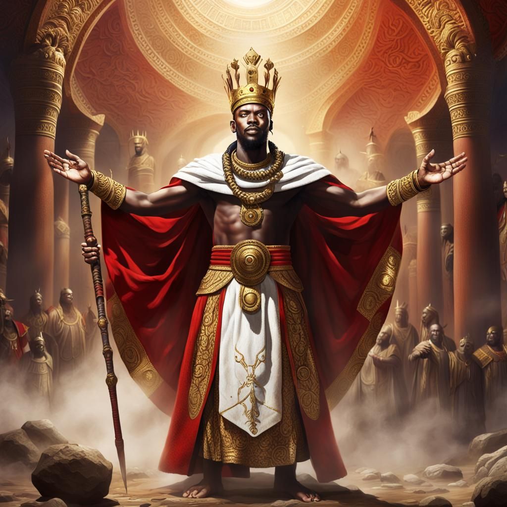 Majestic African Warrior in a Fantastical Digital Painting