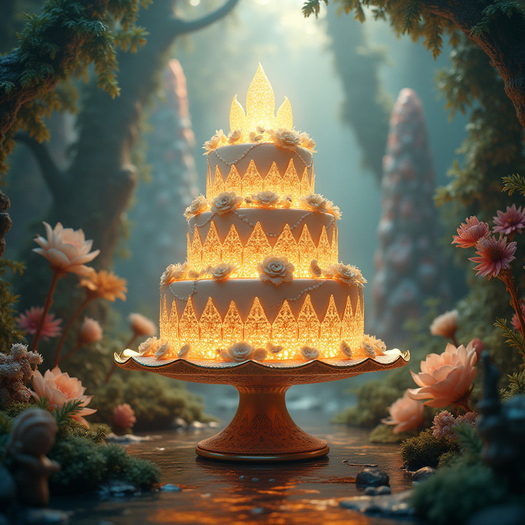 Ethereal Cake in a Surreal Dreamscape