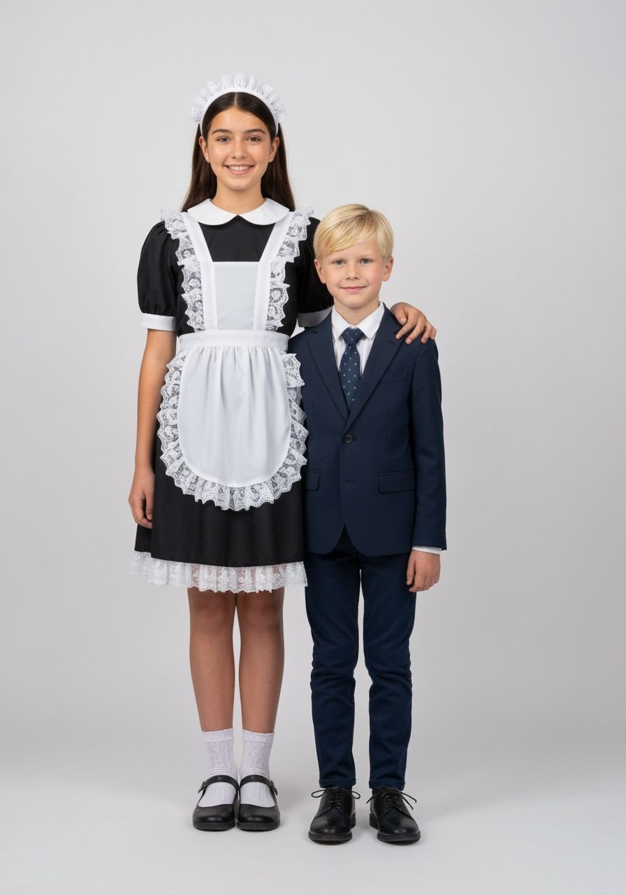 Brother and Sister Studio Portrait in Formal Attire