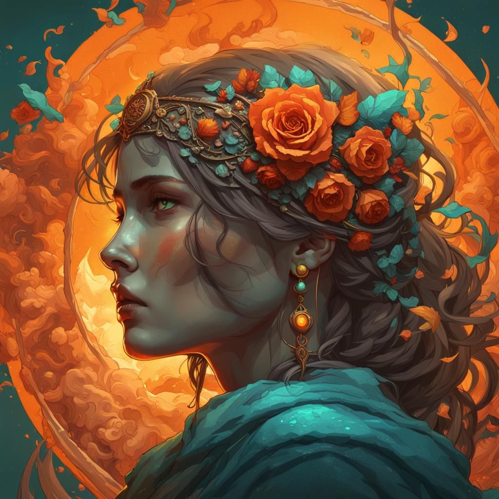 Flame Goddess in Hyperdetailed Digital Art