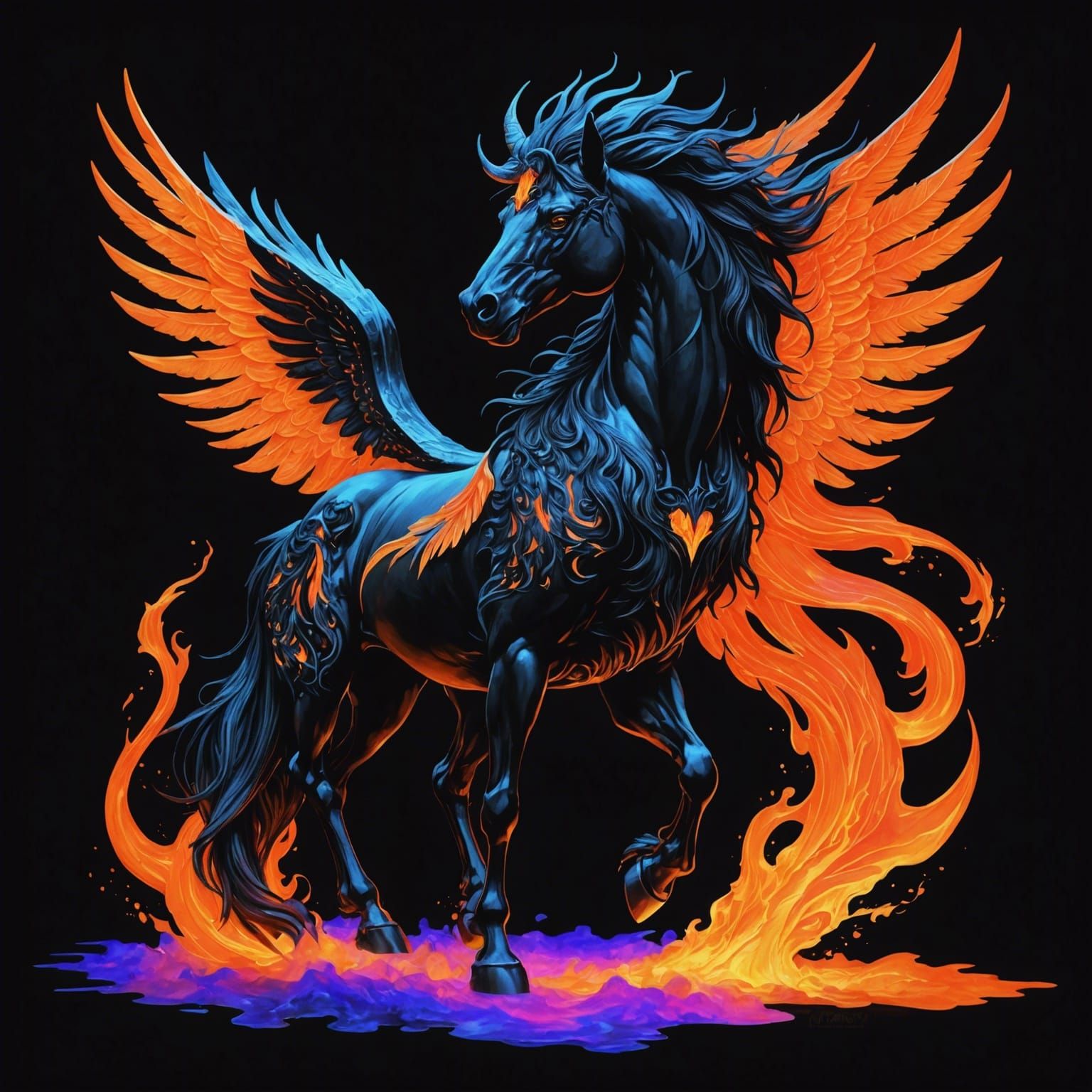 create a 3d watercolor acrylic pour painting of A majestic s...