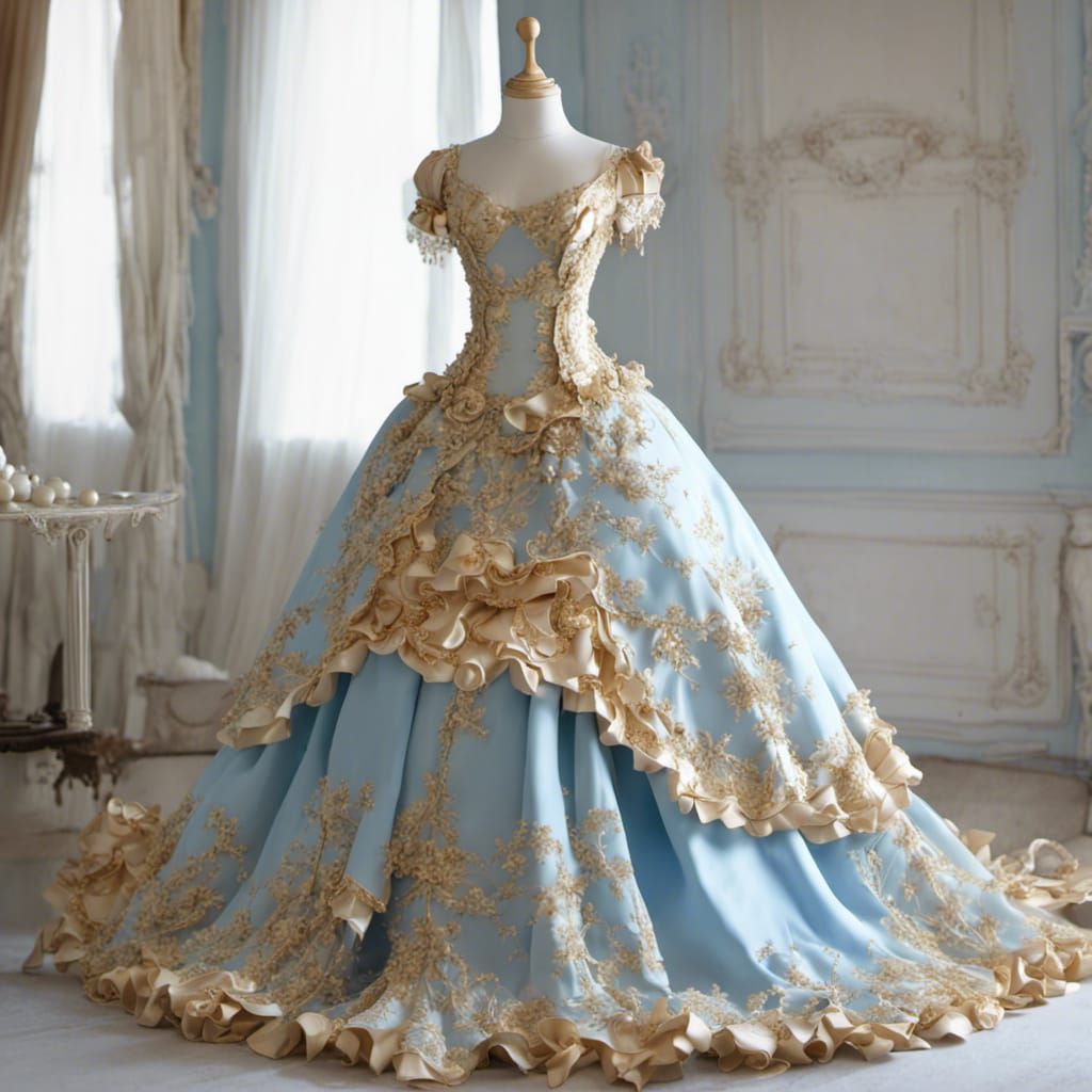 Rococo Princess Dress with Golden Pearls