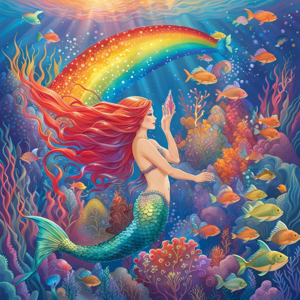Rainbow Mermaid and Sea Friends in Sparkling Style