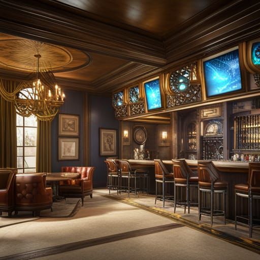 Detailed Matte Painting of a Bar and Grill
