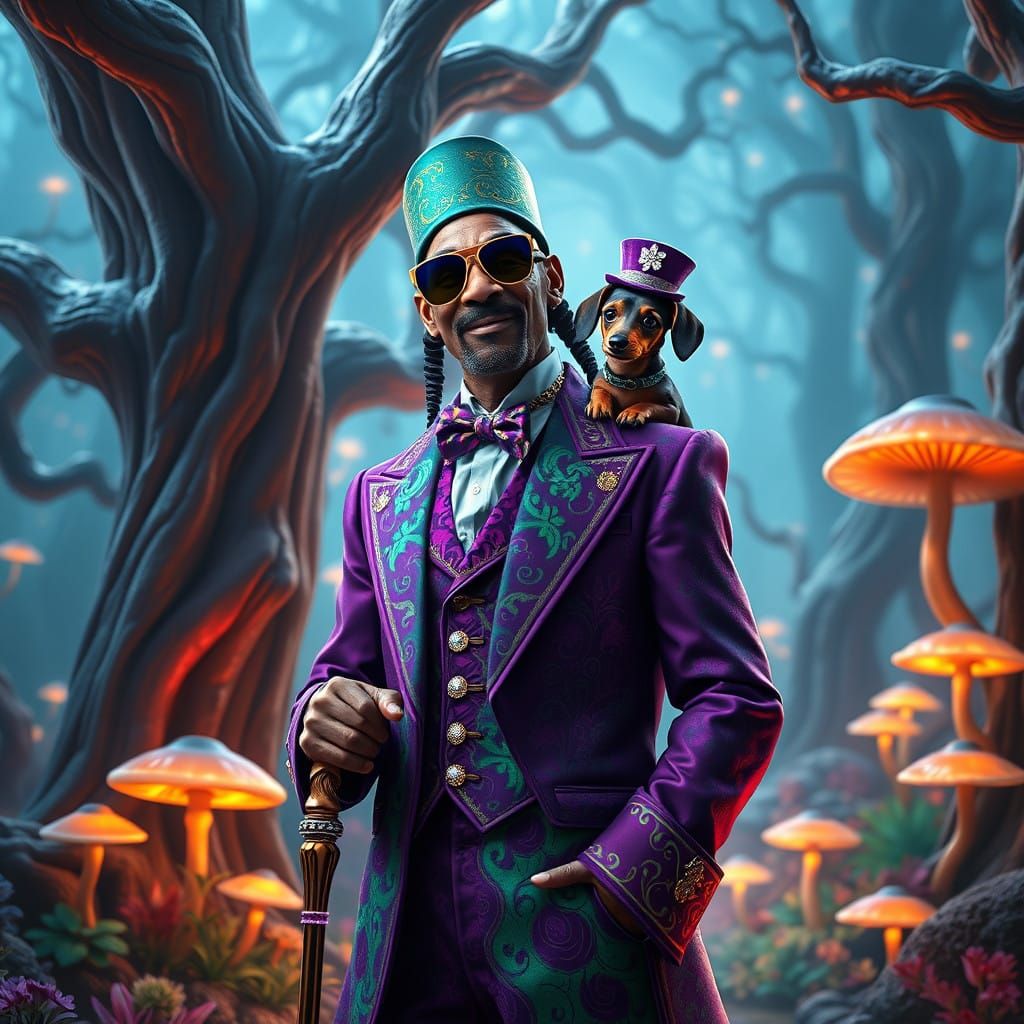 Snoop Dog in Whimsical 19th-Century Fantasy Forest
