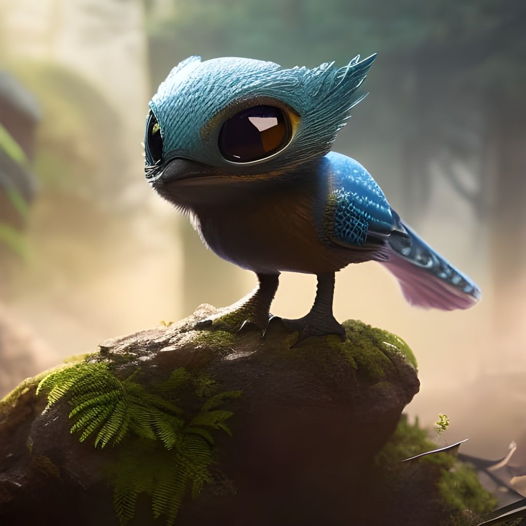 Cute Dandelion, Owl and Dino in Detailed Digital Art