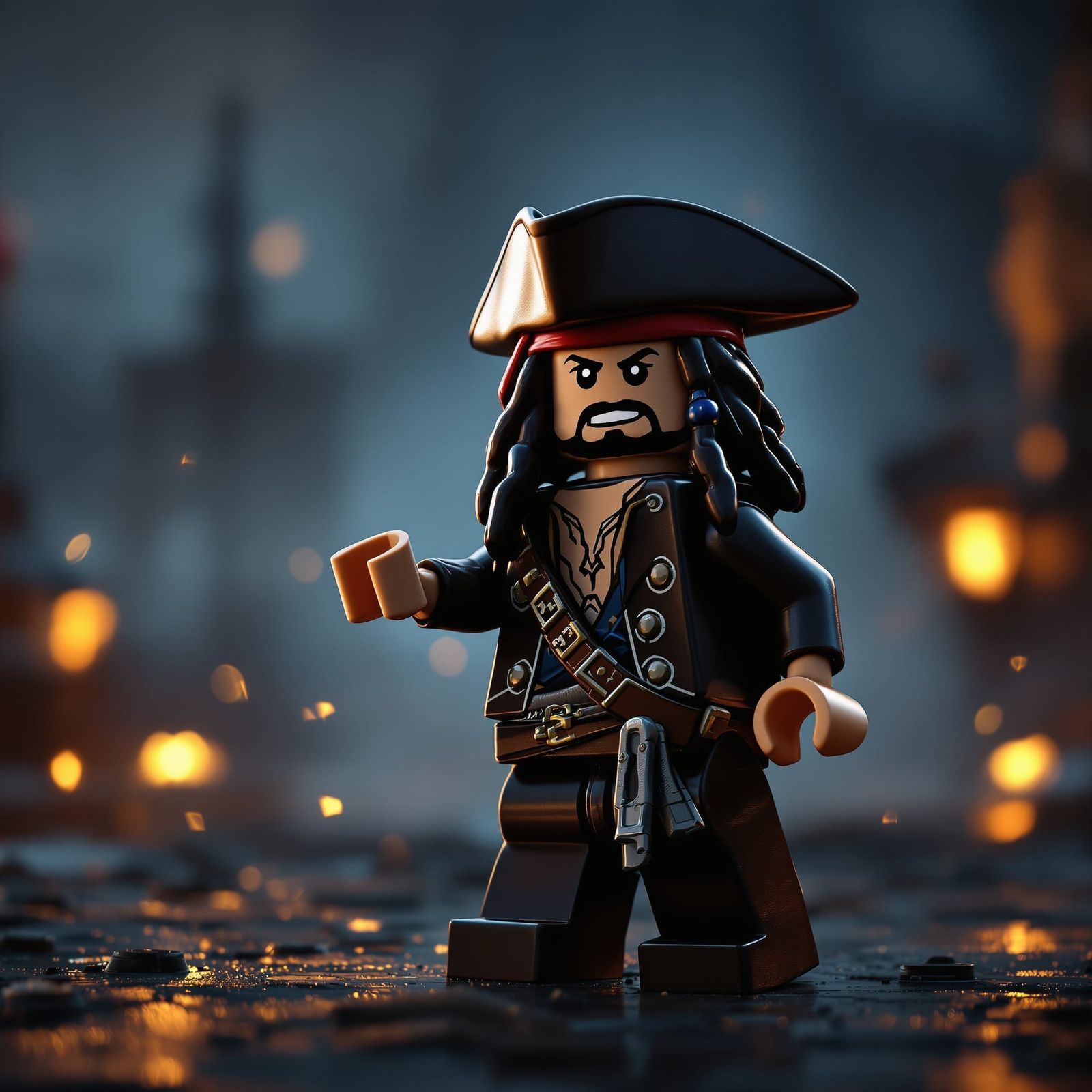 Lego Jack Sparrow in Dynamic 3D Anime Style