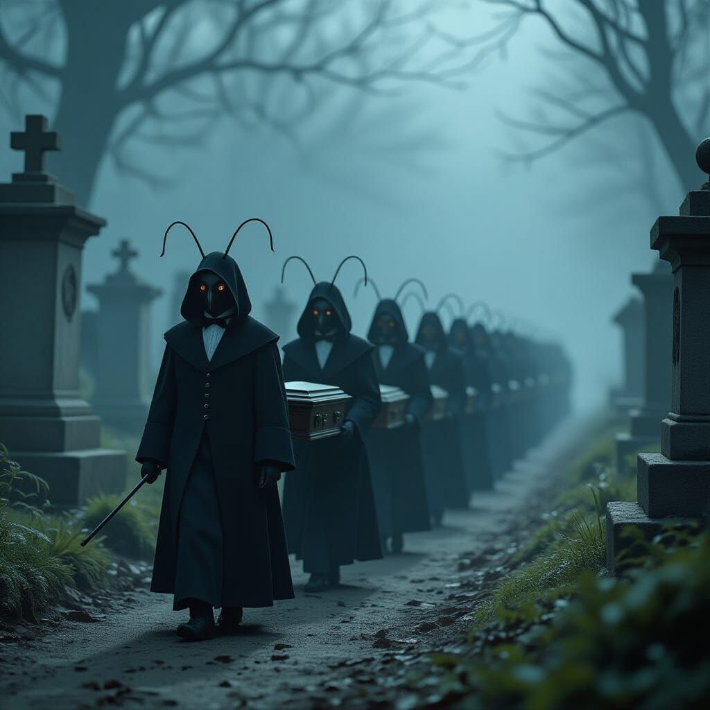 Ant Funeral Procession in Moody, Atmospheric Style