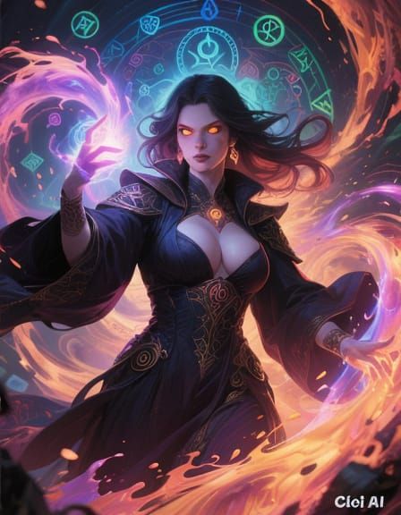 Sorceress Casting Spell in Arcane Vortex Splash Art